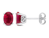 2.54 Carat (ctw) Lab-Created Ruby Oval Stud Earrings in Sterling Silver